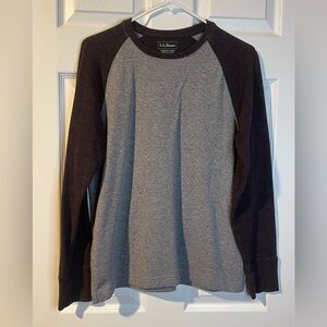 LL Bean Slightly Fitted Shirt Mens Small Regular Raglan Long Sleeve Pullover